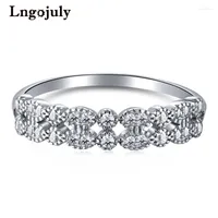 Cluster Rings Anillos Mujer 925 Sterling Silver Women's Ring Row Diamond Wedding For Women Bride Party Jewelry Gift