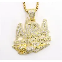 Hip Hop Letter Necklace No Rats Allowed Pendant Iced Out Full Zircon Mens jllptT yy dhhome188N