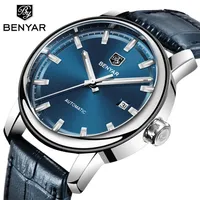 2019 New Casual Fashion Men's Leather Watches BENYAR Top Brand Business Automatic Mechanical Men Sports Watch Relogio Masculi261D