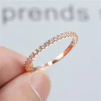 Mini Round Lab Diamond Thin Rings For Women 925 Sterling Silver Rose Gold Stackable Ring Female Wedding Jewelry Engagement Bands12449