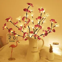Night Lights 73cm 20leds Simulation Orchid Bouquet Light String LED Desktop Vase Flower Branch Lamp for Wedding New Year Holiday Party Decor P230325