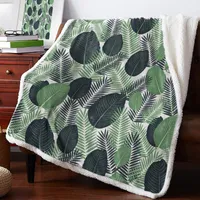 Blankets Nordic Tropical Plants Printed Fleece Blanket For Beds Sherpa Throw Adults Kids Sofa Bed Cover Soft