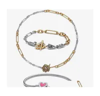 Charm Bracelets S925 Love T Buckle Twocolor Necklace Original Fit Pandora Jewelry Women Gift Drop Delivery Dhlrq7334448
