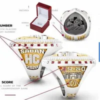 2021 whole new Alabama 2020 Crimson Tide National Championship Ring With Wooden Display Box Souvenir Fan Men Gift Whole Dr266P
