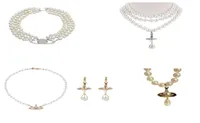 Collares de perlas con cuentas de oro de 14k chapado en la cadena de agua de agua Saturno Pendientes de perlas de moda J5026123
