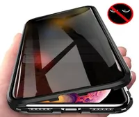 Cajas de teléfonos magnéticos de privacidad para iPhone XS 14 13 12 11 Pro Max XR 7 8 Plus Glass Magnet Metal Tempered 360 Protective Cover9247016