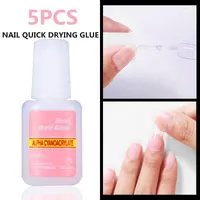 Nail Gel 5Pcs lot 10g False Glue Art Tips Glitter Acrylic Decoration With Brush Clean