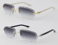 Whole T8200762 Rimless Black White Plank Sunglasses Women Glasses Unisex Sun Glasses driving Metal Frame Eyeglasses 18K Go2061474