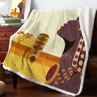 Blankets African Woman Side Face Cartoon Printed Fleece Blanket For Beds Sherpa Throw Adults Kids Sofa Bed Cover Soft