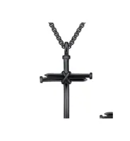 Pendant Necklaces Mens Jewelry Stainless Steel Nail And Rope Cross Pendant Necklace Drop Delivery Necklaces Pendants Dhjat8672312