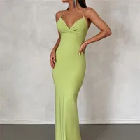 Casual Dresses Women's Long Chic And Elegant Evening 2023 Summer In Fashion Open Back Sexy Low Cut Slim Fit Hip Formal