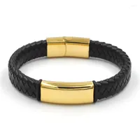 Bangle FYSARA Fashion Black Leather Bracelets For Men Women Steel Magnetic Braided Ly Designed Rope Winding Cuff Jewelry Gift