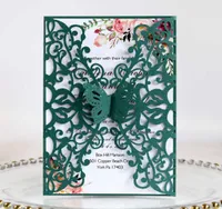 Green Butterfly Wedding Invitation Laser Cut Cards for Bridal Shower Quince Sweet 16 Birthday With Personalized Printibbon and Env1370659