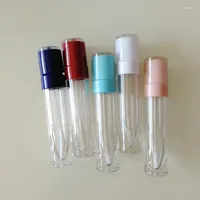 Storage Bottles Wholesale Makeup Lipgloss Packaging 8ml Empty Tubes Round Clear Lip Gloss Containers Red Pink Tube