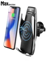 S5 Automatic Clamping 10W Qi Wireless Car Charger 360 Degree Rotation Vent Mount Phone Holder For iPhone Android Universal Phones 8918346