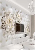 Naklejki ścienne dekoracje domowe ogród 3D fantasy europese stijl zachte pakiet stereo ulga parel bloemen tv achtergrond muur muurschild8497697