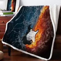 Blankets Water Fire Electric Guitar Printed Fleece Blanket For Beds Sherpa Throw Adults Kid Sofa Bed Cover Soft