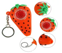 Newest Popular Mini Smoking Pipes Silicone Oil Burner Pipes Strawberry Style With Key Chain 3Inch Small Portable Hand Glass Bongs 4819028