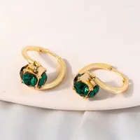 Hoop Earrings Ladies Luxury Fashion Green Zircon14K Gold Plated Women Earring Cute Girl Party Accessories 2023 Brand