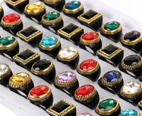 Fashion Luxury Black Imitation Gemstone Metal Jewelry Rings For Women Men Mix Style Party Gifts Whole9502584
