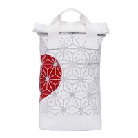 Fashion trend 3D Roll Top outdoor bag white Ash Pearl Backpack with red heart adjustable padded shoulder straps main zip compartme296W
