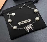 Designer Miu woman necklaces ins bow pearl bracelet is and lovely necklace girlfriend4830775