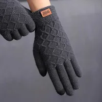 Mittens Fingerless Five Fingers Gloves Men's gloves Winter touch screen adult warmth thickened five finger jacquard knitting game riding gloves