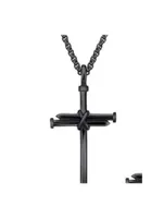 Pendant Necklaces Mens Jewelry Stainless Steel Nail And Rope Cross Pendant Necklace Drop Delivery Necklaces Pendants Dhjat3992471