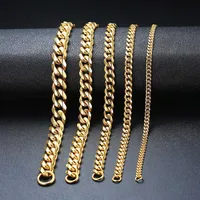 Modyle New Punk Vintage Curb Chain Bracelet Fashion Black Gold Silver Color Stainless Steel Bangles Bracelet for Men Woman X07062123