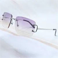 Diseñador de lujo Nuevas gafas de sol de alta calidad Metal Rimless Square Oval Gafas de sol Sunes Desinger Shades para Menkajia