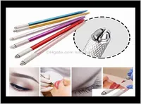 100pcs Semipermanent Makeup Pen 3D Bordado Manual de maquillaje Herramienta Tatuaje de tatuajes Cejas Pen 5 colores JDPRU W95RK4021968
