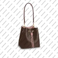 M44022 M43569 NeONOe bucket bag women canvas genuine calfskin flower check print handbag purse shoulder strap bag cross-body308Z