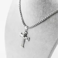 Pendant Necklaces For Mens Womens Trendy Religious Cross DIY Jewelry Box Chain 316L Long Choker Square Pearl Chains Accessories237W