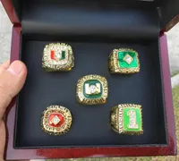 5 Pcs 1983 1987 1989 1991 2001 Miami Hurricanes National Championship Ring Set With Wooden Display Box Case Fan Gift 2019 Drop Shi3360579