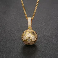 Football Soccer Pendant Necklaces Ball Enamel Crystal Sporty Ball Hippie Necklace for Men and Women Chain luxury necklace285g