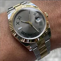 Men's Watch Datejust Trendy Gold Inlaid Stainless Steel Bracelet Sapphire Glass Roman Numeral Dial 2813 Automatic Movement Me163z
