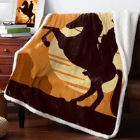 Blankets Cartoon Cowboy Horse Country Printed Fleece Blanket For Beds Sherpa Throw Adults Kids Sofa Bed Cover Soft