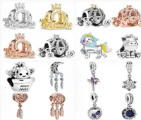 925 Sterling Silver Rainbow Blue Planet Pendant Bead Suitable for Pandora Jewelry Bracelet DIY WomenJewelry4181013
