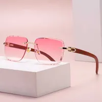 Designer Men's and Women's Beach Couple Sunglasses 20% Off box net red ins same frameless cut edge fashion