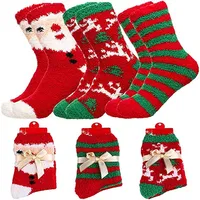 Women Winter Christmas Fuzzy Fluffy Socks Soft Cozy Warm Slipper Bed Socks For Xmas Gift 12pairs lot260C