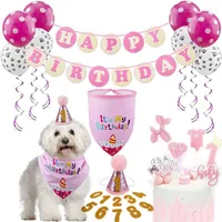 Dog Apparel Pet Birthday Party Suit Hat Number Saliva Towel Custom Cake Insert Sign Sweater Supplies