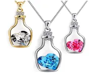 Wishing Bottle Jewelry Heart Pendant Necklaces Fashion Crystal Sparkle Stone Sautoir for girls Cheap 8colors9974720