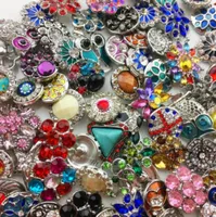 Whole 18MM Ginger Snap Button Rhinestone Mixed Style Fit For Noosa Leather Bracelets Necklace Jewelry DIY Accessories3344681