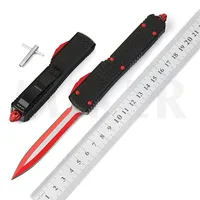 MIKER 4-d2 red blue black double-edged tactical knife aluminum camping hunting knife handle custom made311a