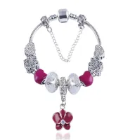 Wholefashion 925 Silver Murano Glass Flower Chanms European Beads Safety Chain Bracciale Adatta Pandora Charm Bracelets6835282