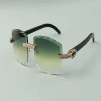 2021 unique designers sunglasses 3524023 XL diamond cuts lens natural black OX horns temples glasses size 58-18-140mm244M
