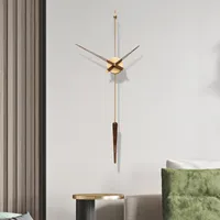 Wall Clocks Designer Metal Clock Long Luxury Living Room Queen Kitchen With Pendulum Hands Reloj De Pared Household Goods