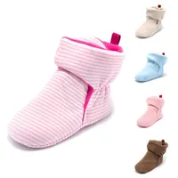 First Walkers 1Pair Non-slip Cotton Warm Baby Girl Bootie Shoe Pure Color Winter Faux Fleece Infant Toddler Floor Boots