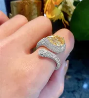 Choucong Brand Luxury Jewelry Wedding Rings 925 Sterling Silver Water Drop Yellow Topaz CZ Diamond Gemstones Party Women Engagemen6854680