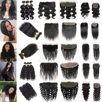 28 30 Inches Human Remy Hair Bundles With Lace Frontal Closure Straight Body Deep Water Loose Wave Jerry Kinky Curly Brazilian Vir311m